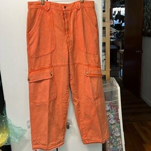 NWOT Free People Orange Cargo Pants - size XL